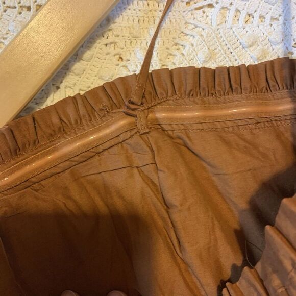Free People Brown Ruffle Crop Top Tank - Medium - Side Ties Boho Faire (125) - Picture 5 of 12
